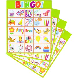 Iconikal 32 Player Bingo Game Happy Birthday with Bonus Pin The Candles on The Cake Game Set