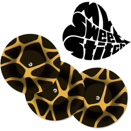 MySweetStitch - 25 x Freestyle Libre 1 & 2 Plasters Round with Ventilation Hole, Outer Diameter 65 mm, Inner Diameter 6 mm, Waterproof, Breathable, Made in Germany, Savannah