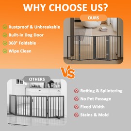 AIKSIWAI Metal Freestanding Dog Gate, Foldable Extra Wide 79", 32" Tall Large Opening Pet Gate for Indoor & Outdoor, Portable Dog Fence for Stairs, Doorways (Black, 4 Panels)