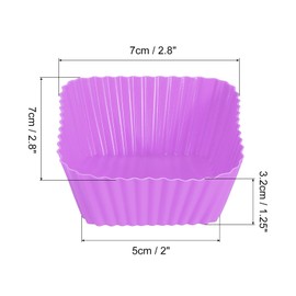 uxcell 18Pcs Silicone Square Baking Cups, Purple, Reusable, for Birthday Parties & Celebratory Events