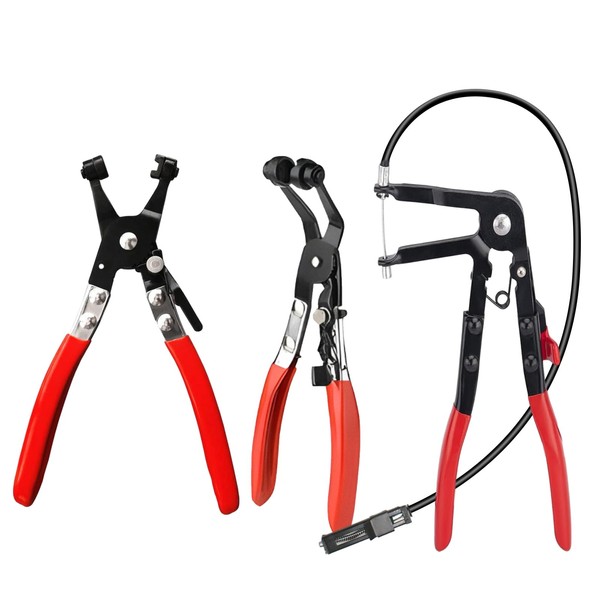 3 Pieces Hose Clamp Pliers, Hose Clip Pliers with Straight Neck, Spring Band Clamp Pliers with Wire Shaft, Hose Clamps Pliers with Bevel, Car Repair Pliers Tools