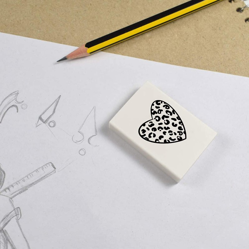 2 x 45mm 'Leopard Print Heart' Erasers/Rubbers (ER00027695)