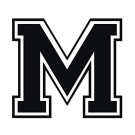 Applicable Pun Varsity Letter M - Vinyl Decal for Outdoor Use on Cars, ATV, Boats, Windows and More - Black 5 Inches Tall