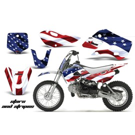 AMR Racing MX Dirt Bike Graphics kit Sticker Decal Compatible with Kawasaki KLX110 2002-2009 - Stars and Stripes