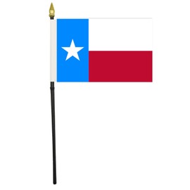 Texas Table Flag 4'' x 6'' - Texan US state Desk Flag 15 x 10 cm - golden spear top - Drapeau Texas AZ FLAG