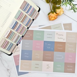 ZIEYOMI- Bible Tabs, Bible Study Journaling Supplies, Large Print Bible Tabs for Women and Men, 66 Bible Index Tabs Old and New Testament, Bible Accessories, Include 14 Blank Bible BookTabs - Morandi