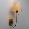 JIMUBEAM Swan Neck Vintage Brass Wall Sconce 1-Light with Rattan