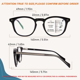 JO Progressive Multifocus Reading Glasses Unisex Progressive Reader (Black, 2, x)