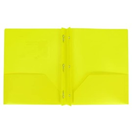 Aurora LLC.School,Office Supplies.Plastic Folders with Prongs and Two Pockets (Yellow)