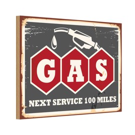 vianmo Wooden Wall Sign 18 x 12 cm Gas Auto Next Service 100 Petrol