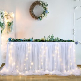 HBBmagic LED Handmade Table Cloth, Table Decoration, Tutu Table Skirt for Parties, Weddings, Birthdays, Christmas, Festivals, Carnival, and Celebration Table Decoration
