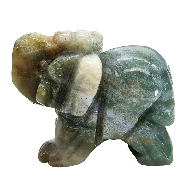 Ladeukoi Hand Carved Healing Crystal Elephant Figures, Lucky Bag Stone