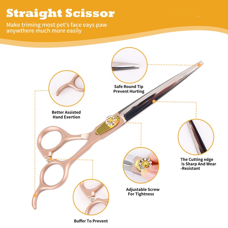 7 Inch Professional Dog Grooming Scissors Kit, 6-in-1 Grooming Scissors