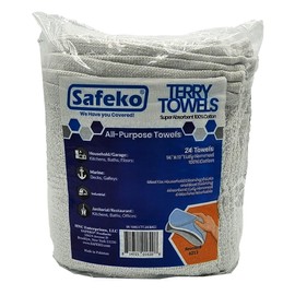 SAFEKO Cotton Terry Towels – 100% Cotton, 14” x 17”, Super Absorbent & Machine Washable – 24 Pack