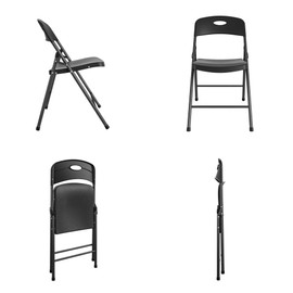 CoscoProducts COSCO Solid Resin Folding Chair, 4-Pack, Black