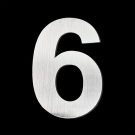 BetLight Modern Silver 5 Inch High Self-adhesive Stainless Steel House Numbers (6 Pack)