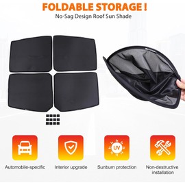 Roof Sunshade for Hummer EV Accessories 4 Glass Visor Sunroof Sun Shade Protection Heat Insulation Top Window Cover UV Blocking Won't Sag for Hummer EV SUV Pickup (Foldable Heat Insulation Film)