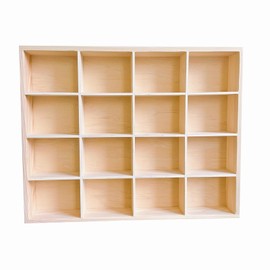 LONG TAO 1 Pcs 13.4''x10.6''x2'' Wooden Storage Divider Box Showcase Display Box Organization Tray Display Holder Tabletop Box with 16 Compartments for Home Craft Office Kitchen Storage
