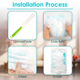 36 Count Duster Refills Compatible with Swiffer Dusters, 180° Soft Multi-Surface Duster Replacement Kit with 1 Extra Handle, Disposable Dust Removal Brush Heads for Electronics Furniture, Car interior