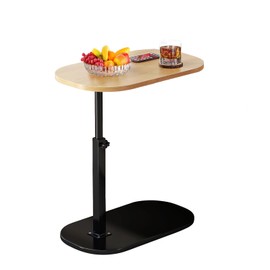 YFGNOEMI C Shaped End Table, Adjustable Height Couch Side Table, Horizontal 360°Swivel Small Couch Side Tables That Slide Under, C Shaped End Table TV Tray Table for Couch