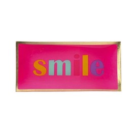Gift Company Love Plates, Glass Plate, L, Smile, Neon Pink, 10 x 0.8 x 21 cm