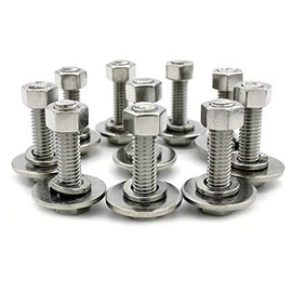 FULLERKREG Hexagon Head Screws with Thread up to Head A2 Stainless Steel DIN 933 (ISO 4017) M6 x 55 Pack of 10 (with Nut and Washer)
