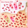 1 Box Red Mini Bow Nail Charms,3D Resin Bows Charms