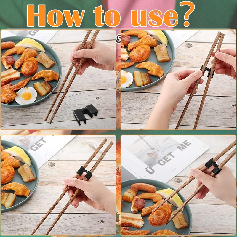 WUERKIYA 24Pcs Reusable Chopstick Helpers, Training Chopstick Hinges Connector Practice