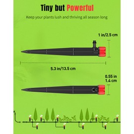 Pawfly 100 Pcs Drip Irrigation Emitters, Drip Emitters with Adjustable 360 Degree Water Flow, Garden Drippers for Plants Watering System, Sprinkler Heads for 1/4" Drip Irrigation Tubing