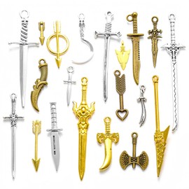 20 Pcs Antique Sword Bookmarks Set with Different Styles, Vintage Metal Reading Accessories in 3 Colour, Mini Sword Trinkets for Book Darts, Bookish Charms, Necklace, Keychain, and Fantasy Bookmarks﻿