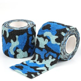 AUPCON Vet Wrap Cohesive Bandages Bulk Self Adhesive Bandage Wrap Self Adherent Wrap Non-Woven for Dogs Pet Animals & Ankle Sprains & Swelling 2 Inch x 5 Yards (2 Pack Ocean Camo)