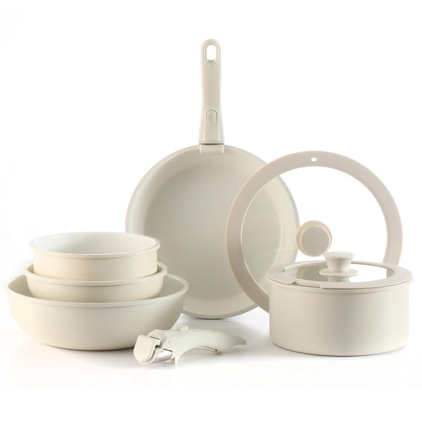 Daniks 9-Piece Nonstick Cookware Set, Ceramic Induction Pots and Pans