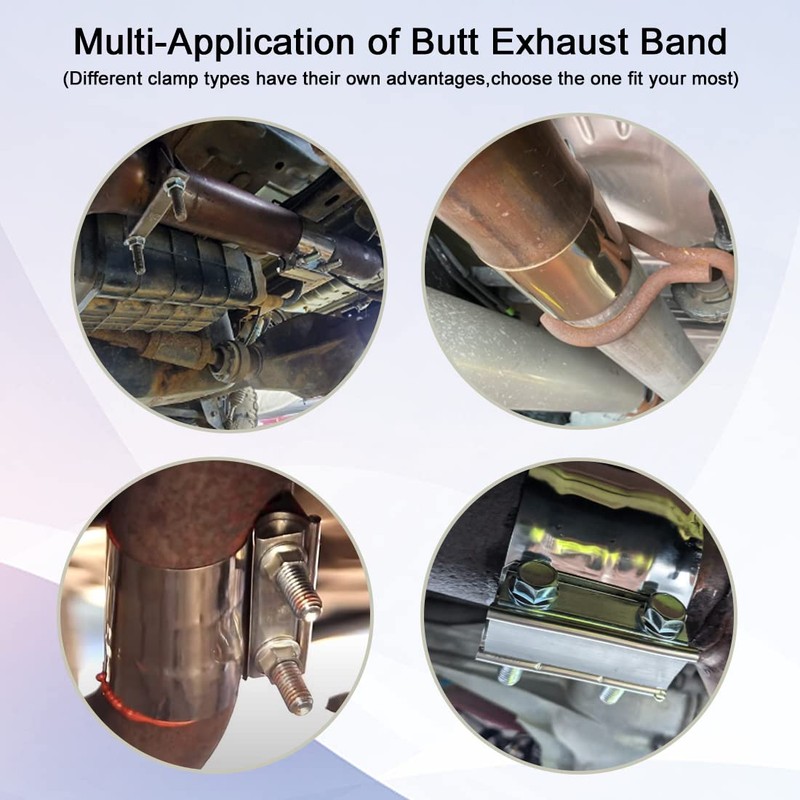 Elifecenter ID 2-1/2 Inch Lap Joint Butt Exhaust Clamp, Stainless