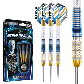 WINMAU Darts - Professional Player - Steve Beaton Legacy Edition 90% Tungsten 22g Steel Tip Darts Set with Dart Flights and Dart Shafts (Stems)