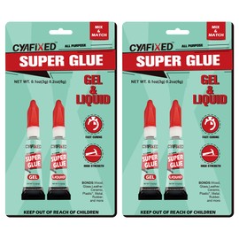 CYAFIXED Super Glue Gel & Liquid, All-Purpose Superglue, Cyanoacrylate Instant Adhesive for Plastic, Wood, Metal, Repair - 2 Pack, Clear