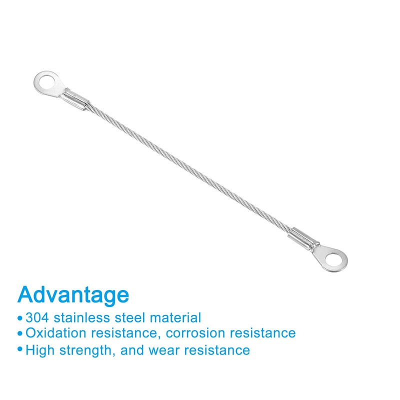 PATIKIL 6 Pack Stainless Steel Lanyard Cable with Eyelets 0.08"