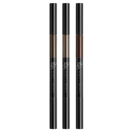 BOM 3 in 1 Triple Edge Eyebrow Pencil with Blender and Spoolie Long Lasting Waterproof, Grey Brown