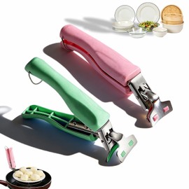 Paquete de 2 pinzas de silicona resistentes al calor con asas cargadas por resorte, levantador de placas antideslizantes para microondas, horno, freid