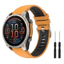 Astorgos 22mm Sport Band Compatible with Garmin Fenix E 8 5 5X 6X 7 7X/Epix Pro Gen 2 TACTIX/Mk2 Mk2i G1/MARQ/Enduro 3 2, Replacement Strap with Doublle Pin Buckle, TitaniumButtonOrange/Black