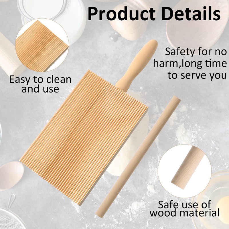 Gnocchi Boards and Ravioli Rolling Pin, Wood Gnocchi Pasta Making