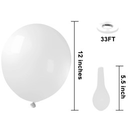 KBZVNAF White Balloons Latex Party Balloons - 50 Pack 12 inch Helium Matte White Balloons for Wedding Graduation Baby Shower Birthday Anniversary Party Decorations