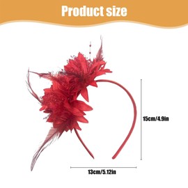 dinghaole Red Vintage Feather Headband, 1920s Style Women's Headwear, Elegant Headband for Parties, Suitable as Accessories for Parties, Dances, Cocktail Carnival, Weddings, and Tea parties