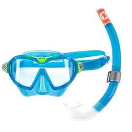 AQUALUNG Snorkeling Combo Mix for Kids 4+ with Mask and Snorkel Blue and Green