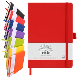 A5 Notebook, Notebook A5 200 Pages 80 GSM Journal Notebook Hardback Notepad with Lined Pages, Pen Loop, and Inner Pocket (Red)