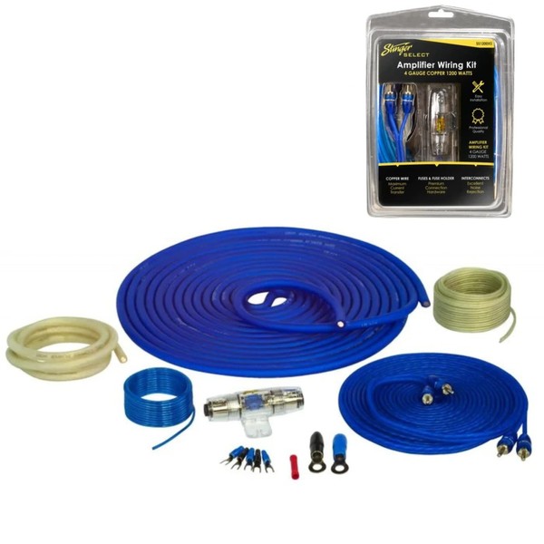 Stinger 4-Gauge Copper Amplifier Wiring Kit, 1200 Watt Sub Wiring