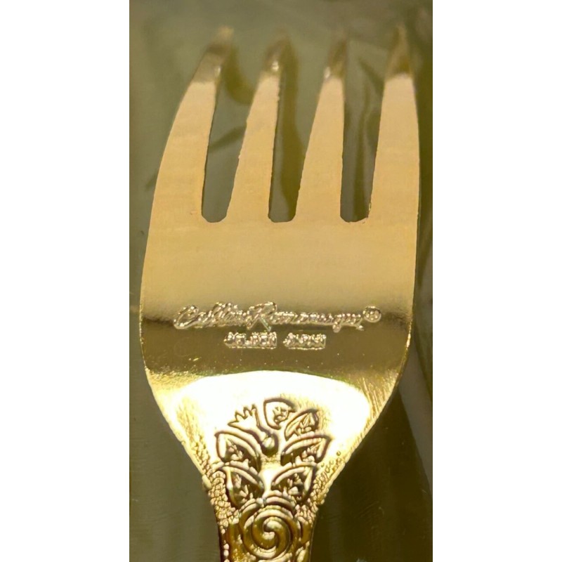 Cellini Romanesque Vtg Cellini Romanesque 1968 Roses Gold Electroplate Silverware