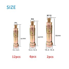 20pcs Heavy Duty Anchor Bolts, M6 M8 M10 Expansion Bolts Concrete Screws, Wall Fixings Plugs, Wall Anchors for Brick Masonry, Drywall (Mixed)