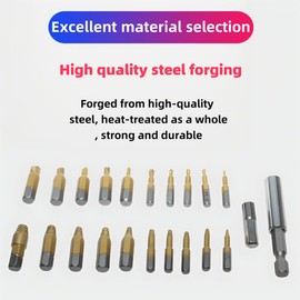 BOZHENYULEI 22 Pcs Screw Extractor Set, Stripped Screw Extractor Removable Broken Screws, Stripped Screw Removal Tool with Magnetic Extension Bit Holder & Socket Adapter