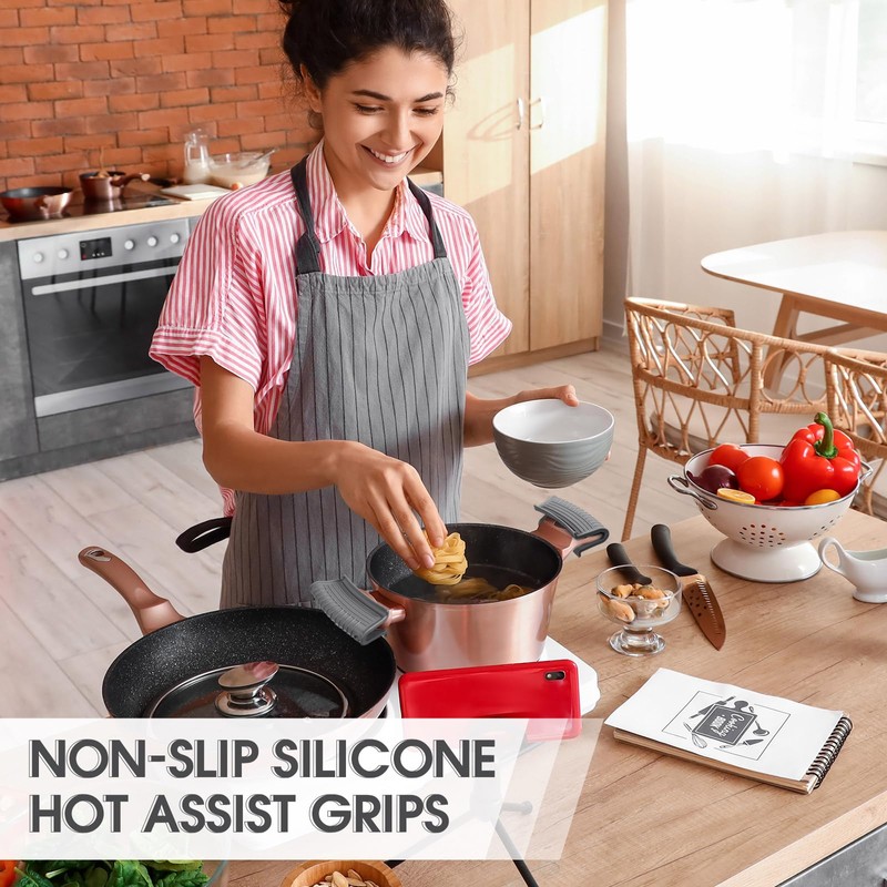 Patelai 4 Pcs Silicone Assist Hot Pan Handle Holder Pot