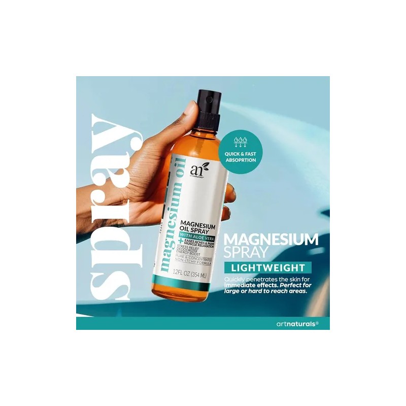 Artnaturals Aceite De Magnesio De 12 Oz Masaje Corporal